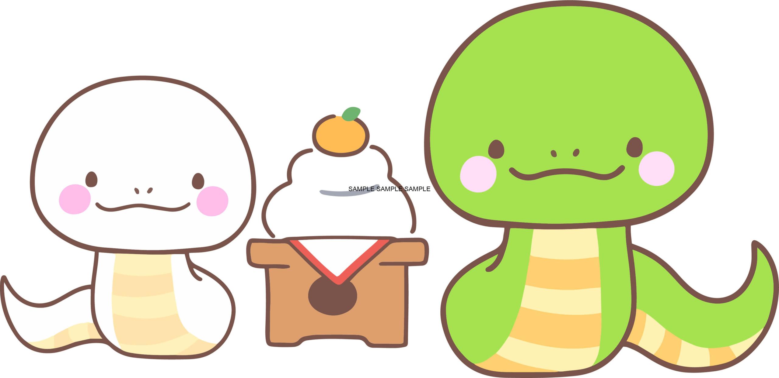 生活・動物・干支・冬・お正月 新年のあいさつをするへびさん 蛇・巳のかわいいフリーイラストフタバのフリーイラスト