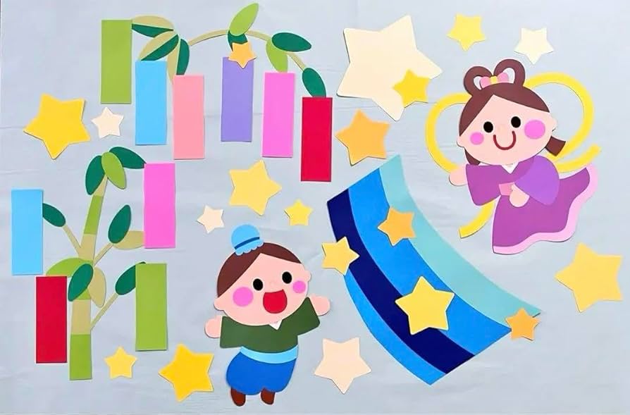 七夕 壁面飾り ７月製作 壁掛け七夕飾り 幼児向け- ほいくのおまもり