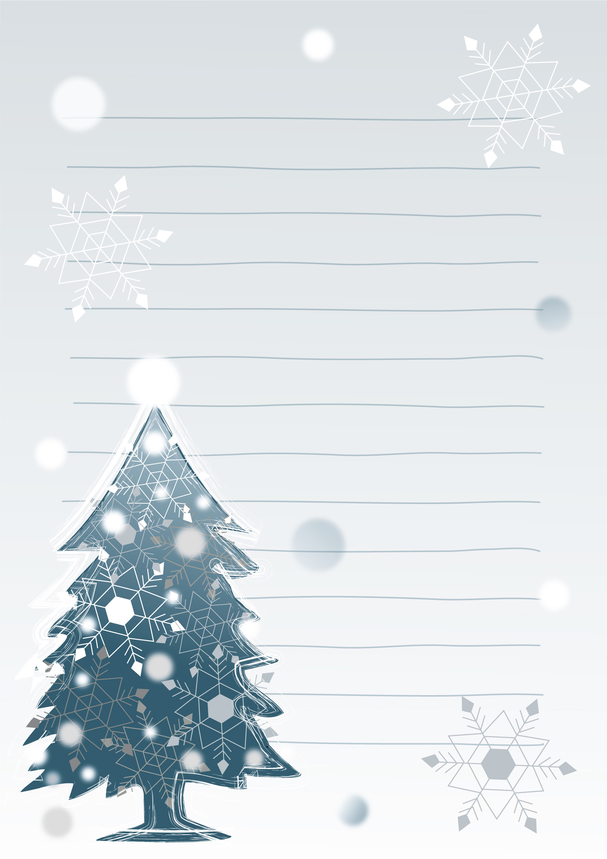 積もった雪の下に罫線のあるクリスマス向け便箋の無料便箋テンプレート 17134 - デザインAC