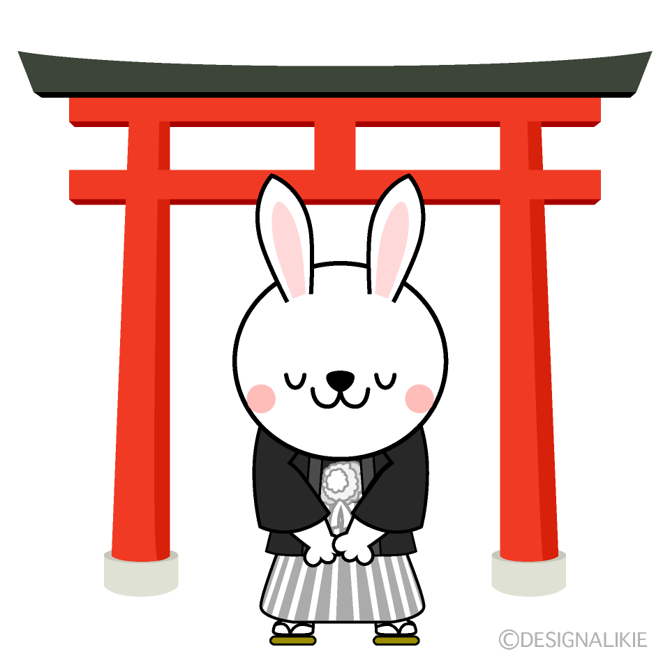 初詣のお参りをするトラの夫婦の無料イラスト – かわいいフリー素材屋「いらすと係」