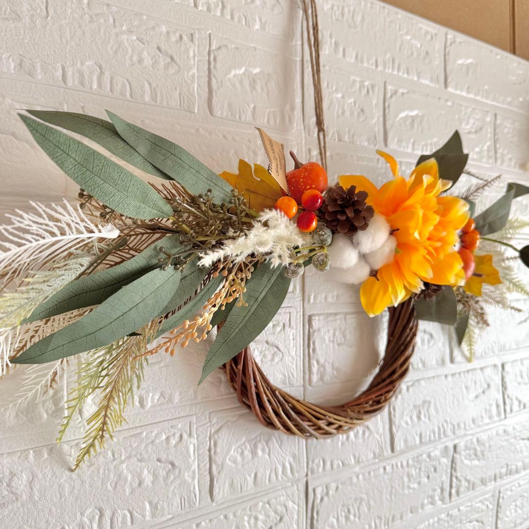 リース フラワーリース 秋 ハロウィン HWナチュラルリース L ジョイオブハーベスト リース 手作りキット 大人スタイル ハロウィンリース 秋冬 秋 リース 木の実のリース シックな色合いがお洒落な人気リース アートフラワー ブルージュ ウェディング＆リース＆ギフト 通販