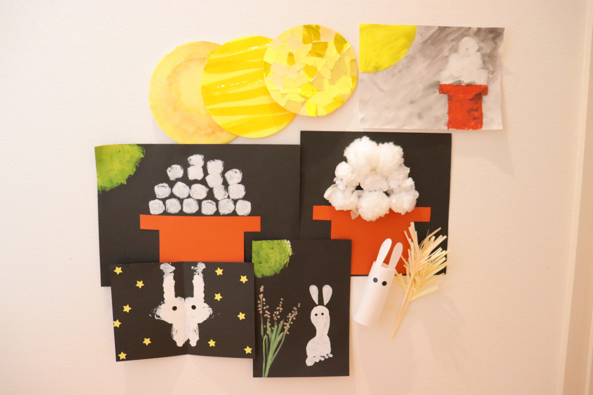 お月見製作 2歳児・3歳児から◎お月様と夜空のつるし飾り