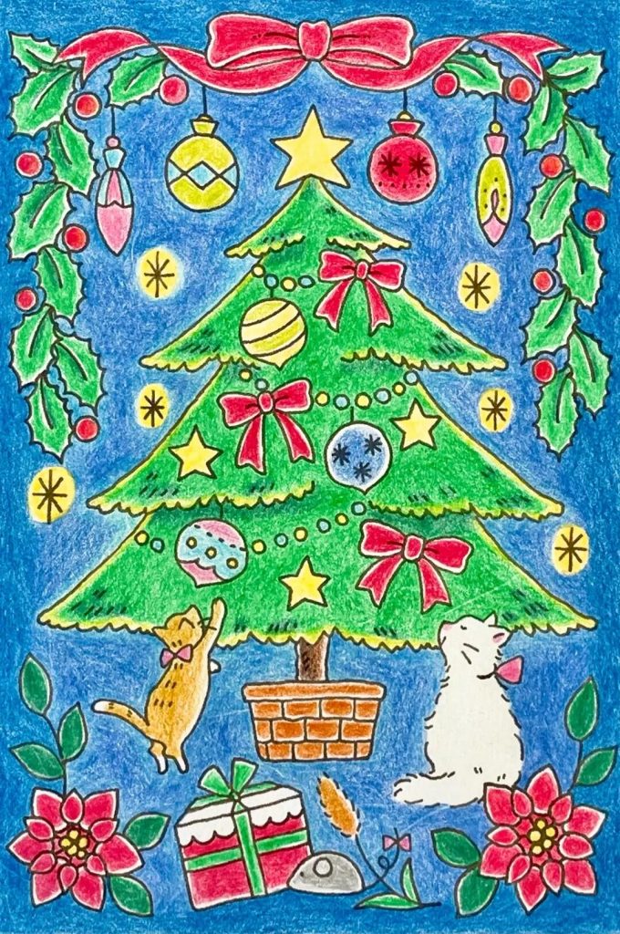 クリスマス 塗り絵 ミニキャンバス 50×70mm ツリー 縦向きパーツ材料の通販 大王製作所オンラインショップ<インボイス制度登録店>