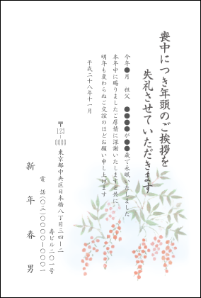 文例 喪中・年賀欠礼状 喪中はがき -2手紙の書き方