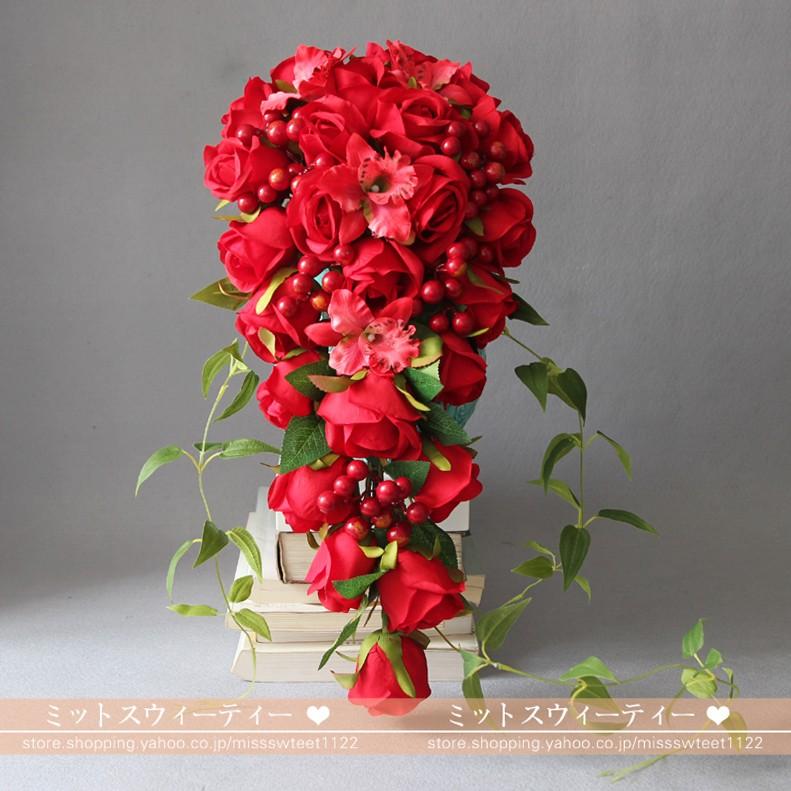 楽天市場 ウエディングブーケ レッド 12タイプ 赤 二次会 結婚式 ローズ バラ 造花 前撮り 花嫁 ブライダルブーケ 披露宴 ウェディングブーケかすみ草 : ミートスウィート