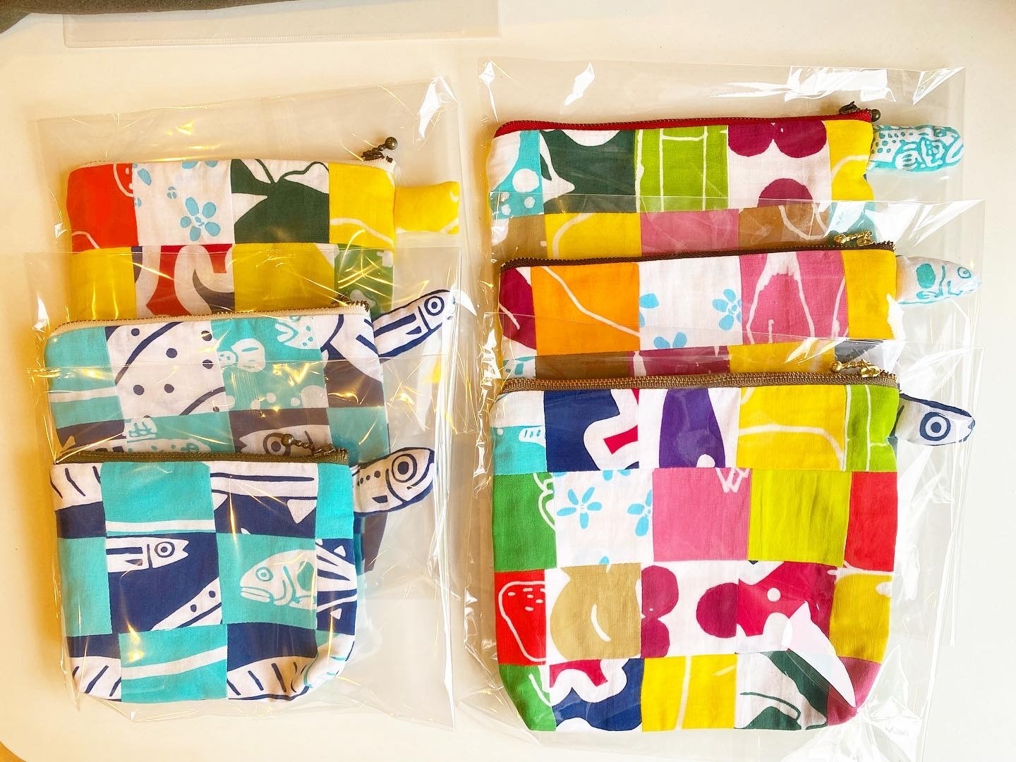 ハンドメイド⭐︎ポーチ☆鳥さん＆小花柄 グリーン 手拭い生地の通販 by PONY's shopラクマ