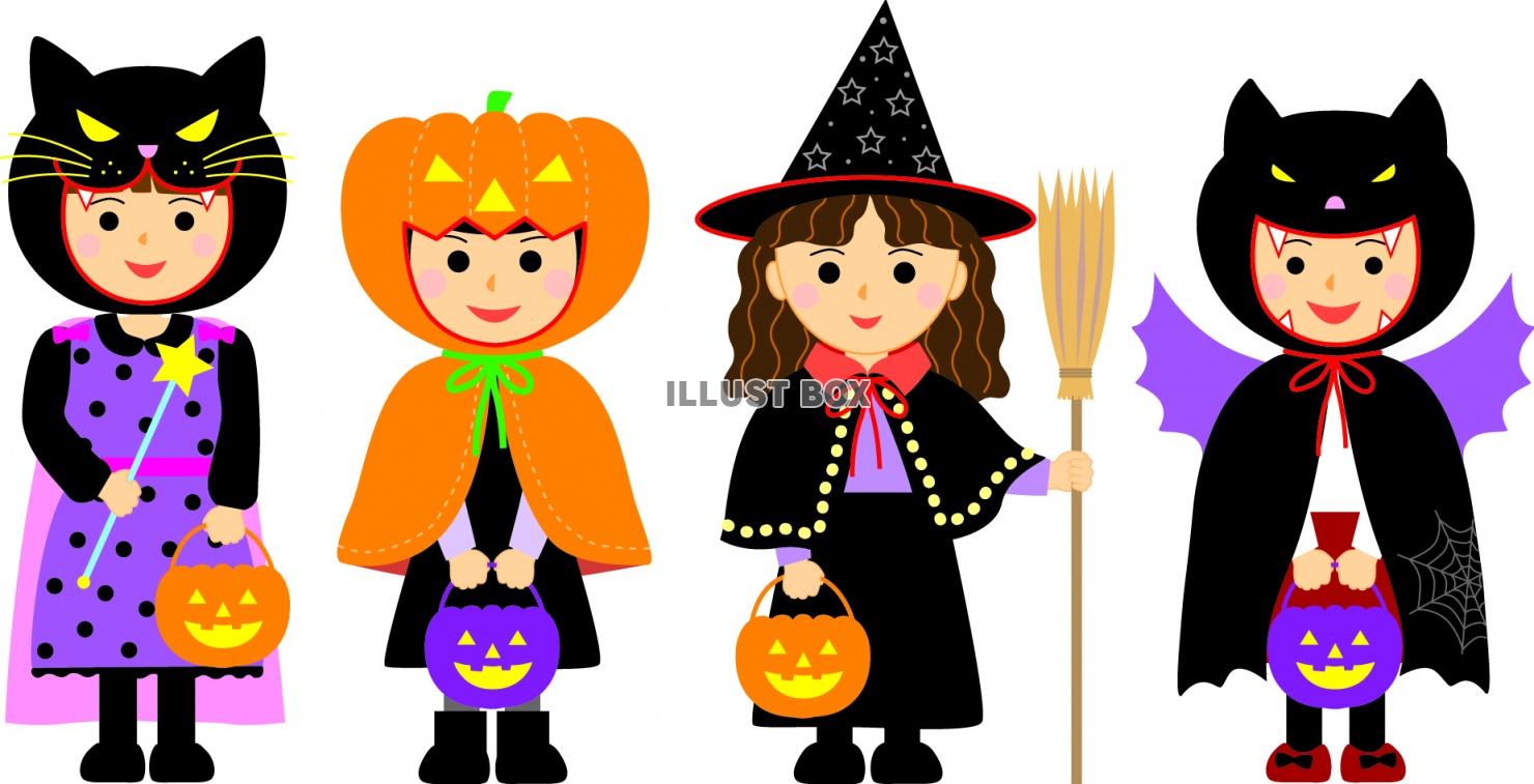 ハロウィンに吸血鬼の仮装した子供のイラスト：イラスト無料