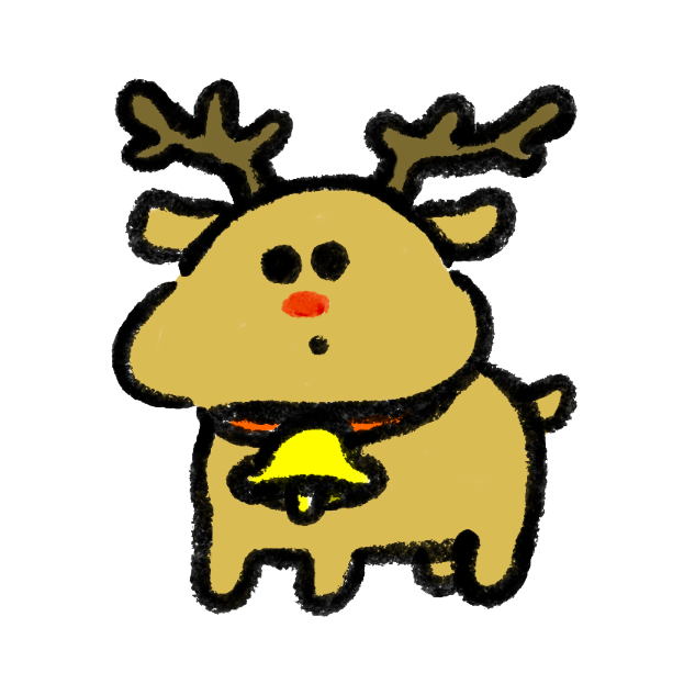 クリスマスリース09 サンタとトナカイ：イラスト無料