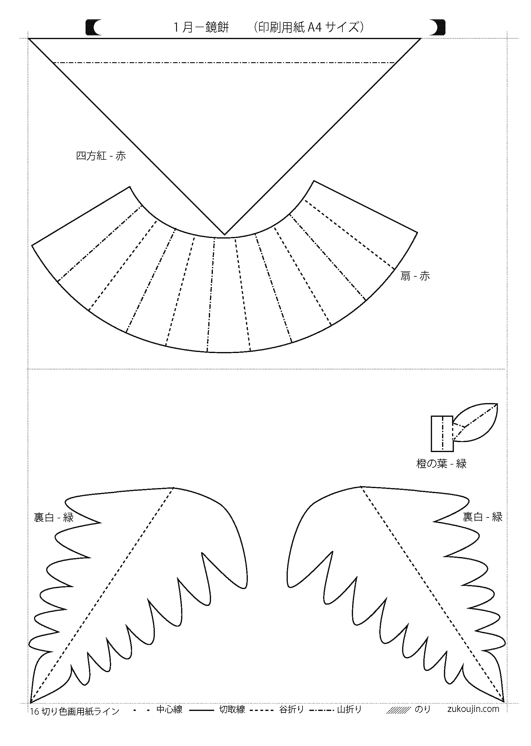 厚紙と和紙で作る 鏡餅 ミニ三方 作り方・型紙どんぐりの日々の楽しみ