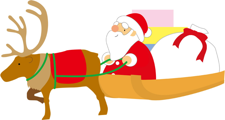 クリスマス サンタとトナカイ のイラスト商用可・フリーイラスト素材ソコスト