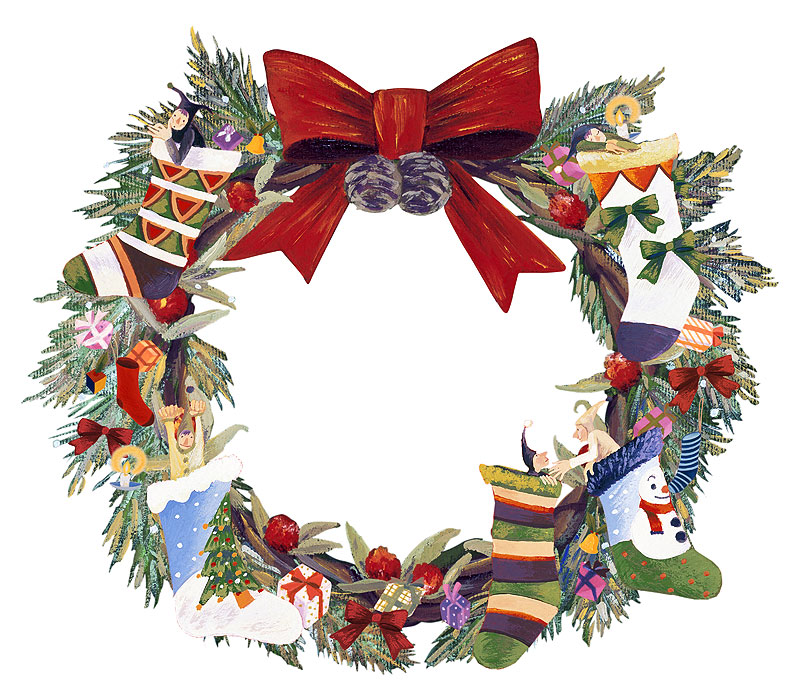 クリスマスリース：イラスト無料