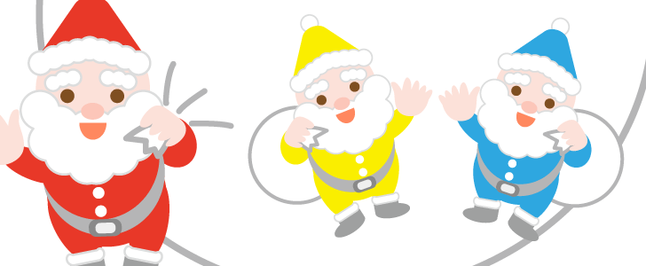 プレゼントを届けるサンタクロースのイラストえんぴつと画用紙