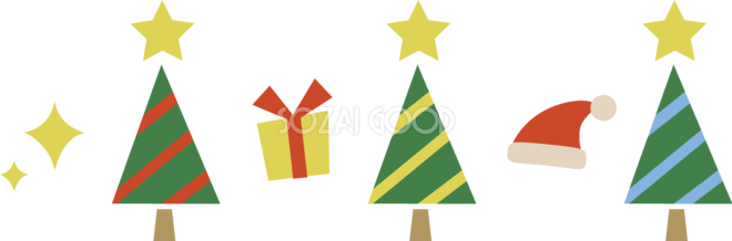 クリスマスツリーのライン線イラストのフリー素材イラストイメージ