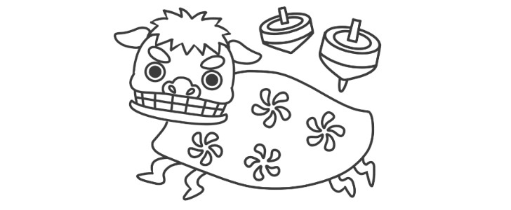 ぬりえ 無料 1月お正月・冬の行事・初詣の塗り絵をダウンロード