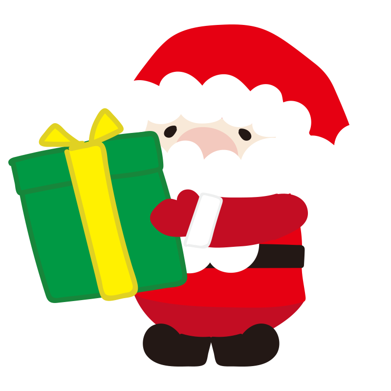 プレゼントのサンタとトナカイイラストのフリー素材イラストイメージ