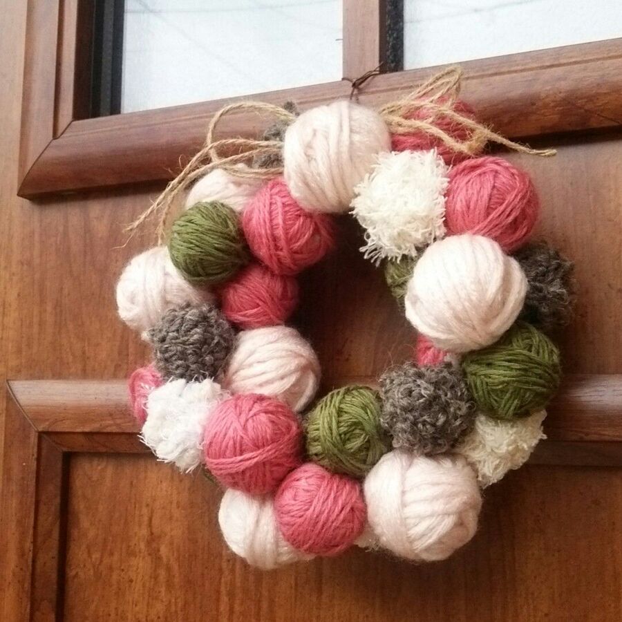 DIY ダイソーの商品だけで出来る♡毛糸玉リースの作り方Yarn ball wreath