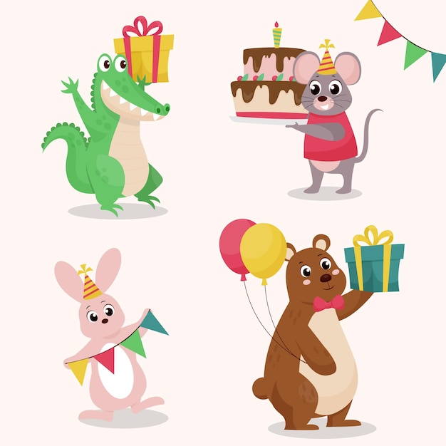 かわいいキャラクターでお誕生日おめでとうレタリング ベクターイラスト画像とPNGフリー素材透過の無料ダウンロード - Pngtree