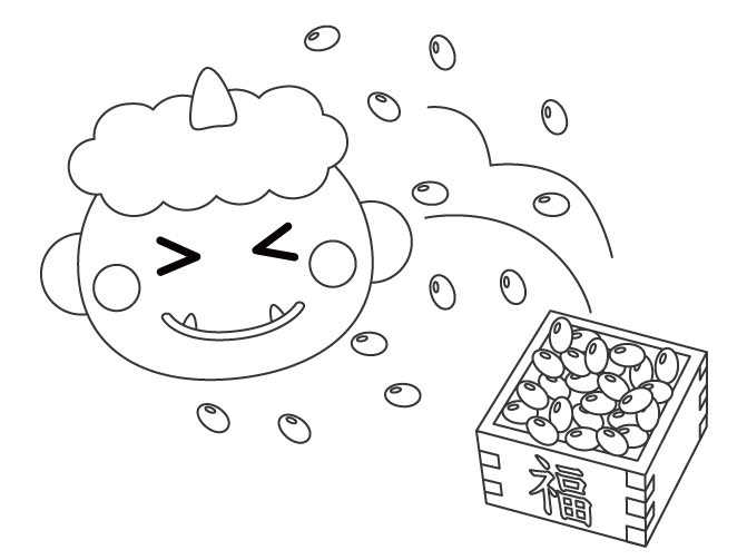 鬼 おに節分ぬりえぴよぴよプリント