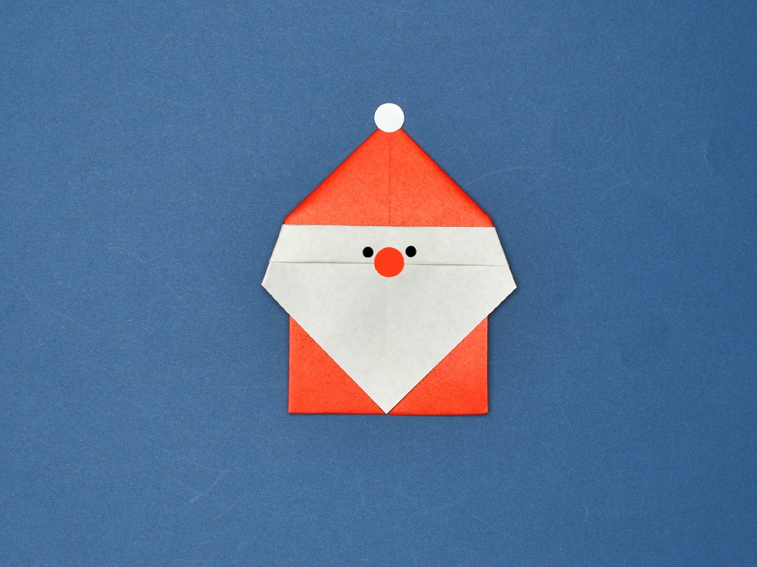 サンタの折り紙 簡単で3歳の幼児からOK♪12月クリスマス用の折り方
