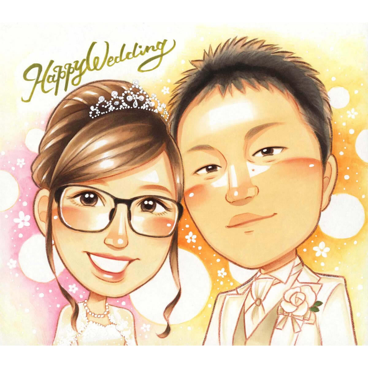 結婚式・ブライダル用 似顔絵寄せ書き色紙 似顔絵そっくりや 似顔絵寄せ書き色紙ー結婚祝い008