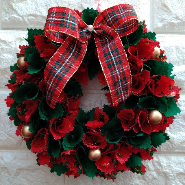 12 3 金クリスマス布リース・肌着リース作り