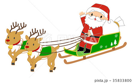 トナカイのソリにのったサンタ 夜空の背景あり の無料フリーイラスト咲くっとイラスト さくっといらすと