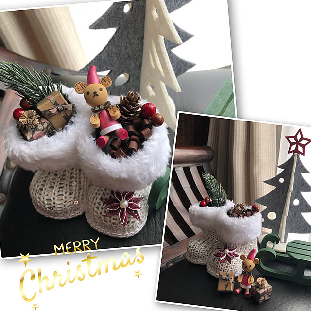 ダンボール工作クリスマスブーツのお菓子入れサンタクロースブーツのクリスマスギフト