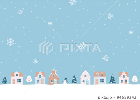 クリスマスツリーのある街並みの風景イラスト 66048000100 の写真・イラスト素材アマナイメージズ