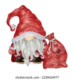 袋を背負ったサンタクロースのイラスト：イラスト無料