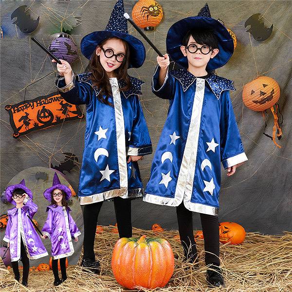 ブラックハロウィン衣装 子供用 マント♡魔法使い 魔女 マントコスチューム 仮装 コスプレ衣装