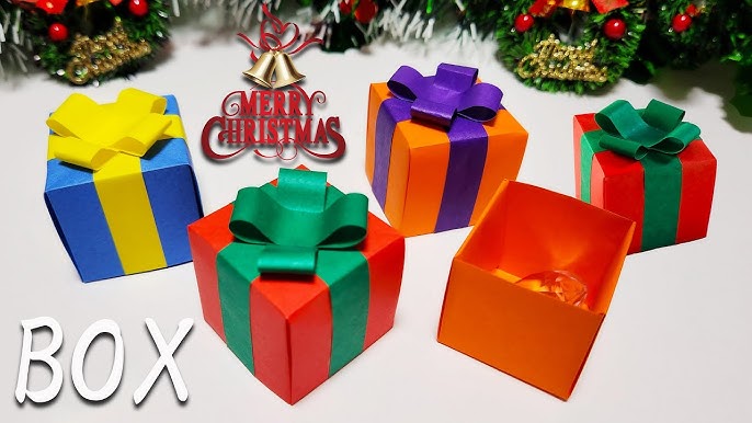 冬の折り紙 クリスマス☆プレゼントボックスの作り方 Origami How to make a present box – みっつのおりがみ箱の 折り紙紹介
