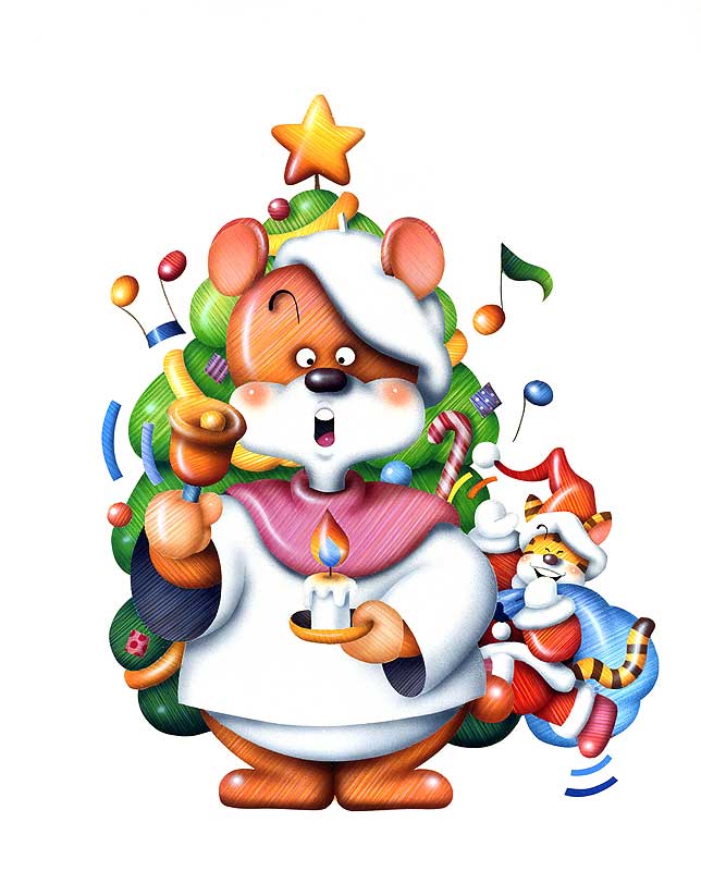 サンタクロース Ｍ クリスマス かわいいサンタクロースとトナカイのクリスマスキャラクターイラスト02のイラスト素材FYI08132221