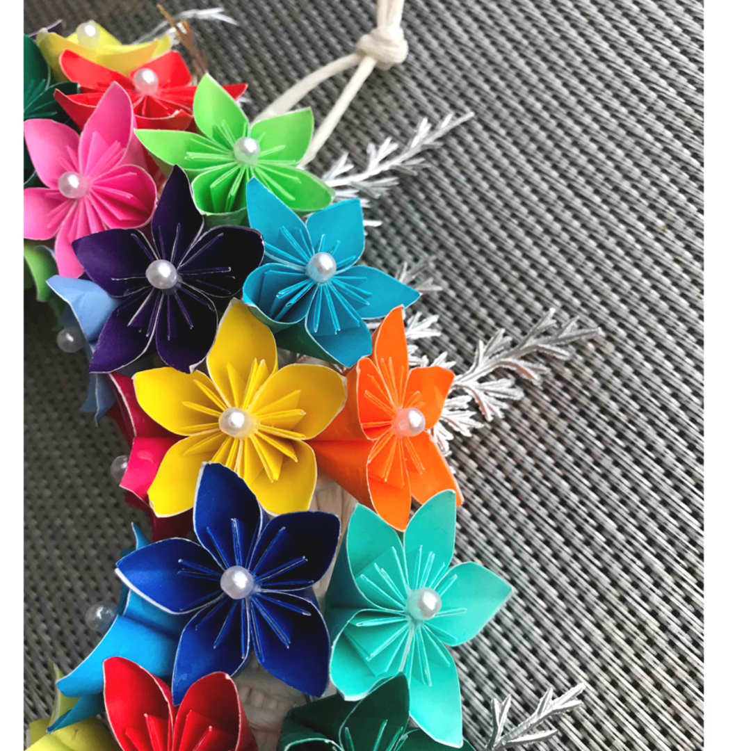 12月の折り紙で作るクリスマスリース