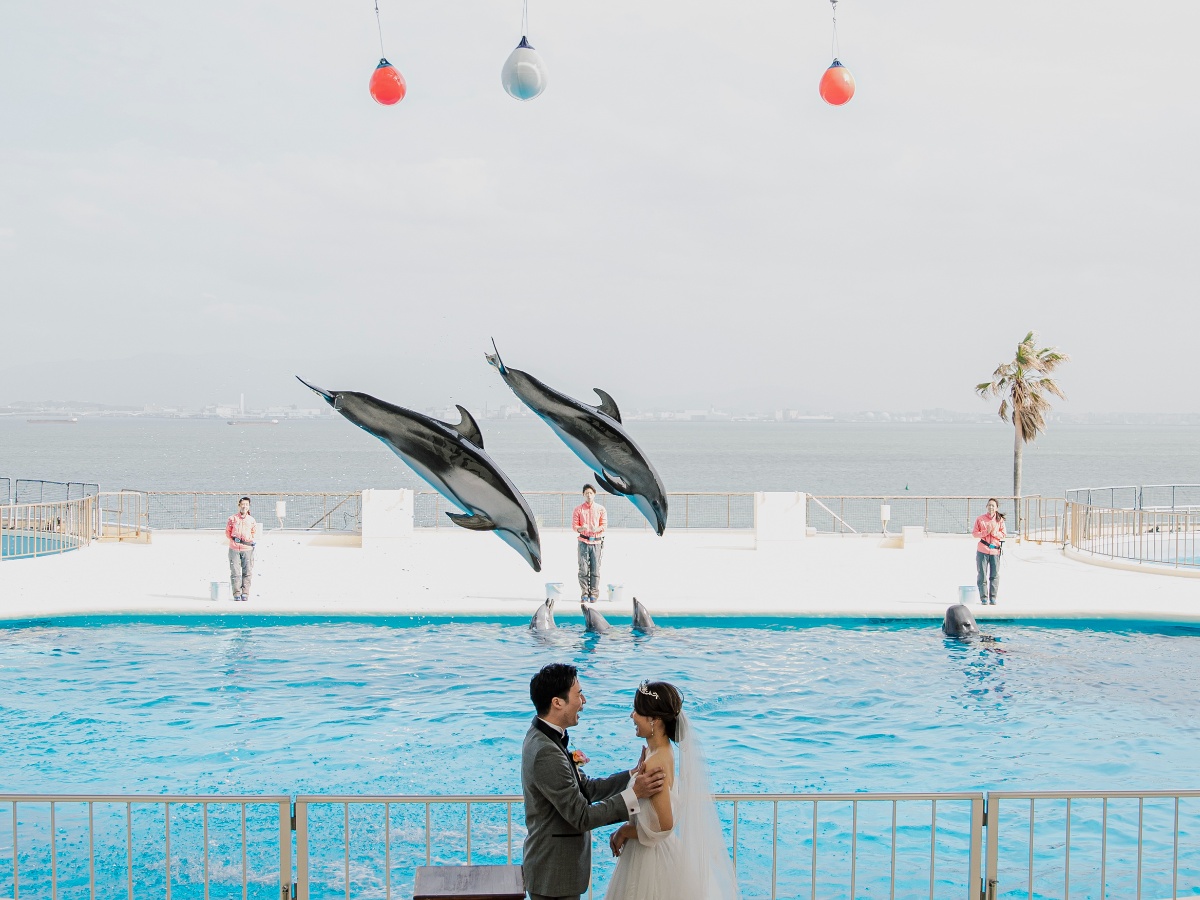 マリンワールド大水槽前での幻想的な挙式＜お子様ゲストも一緒に楽しむWEDDING＞福岡 海の中道のリゾートホテル - ザ・ルイガンズ.THELUIGANS