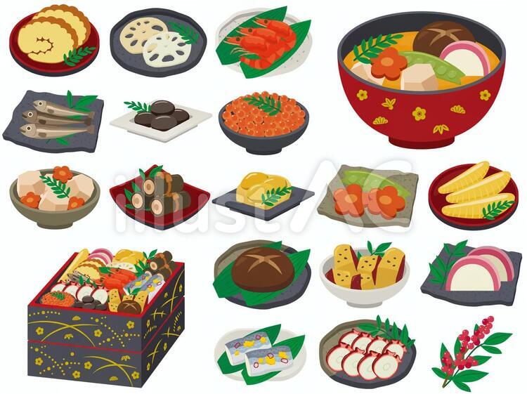おせち料理のフリーイラストフリーイラスト・クラシック フリクラ