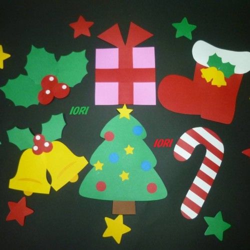 型紙と色画用紙で作る季節の壁面飾り12月クリスマスツリー図工人