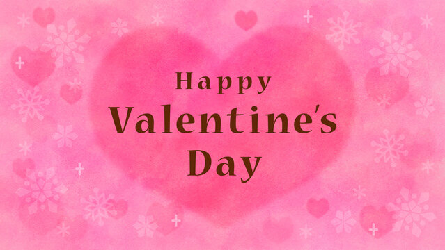ピンクのハートのバレンタインデータイトルイラスト＜バレンタイン・２月・冬・かわいい・Happy Valentine's Day＞バレンタインデーに使える イラスト素材無料イラスト素材TemplateBox