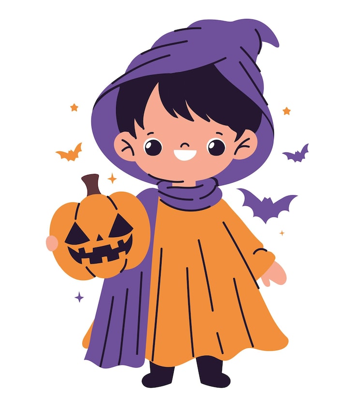 ハロウィンでお化けに仮装している男の子のイラスト無料のフリー素材 イラストエイト