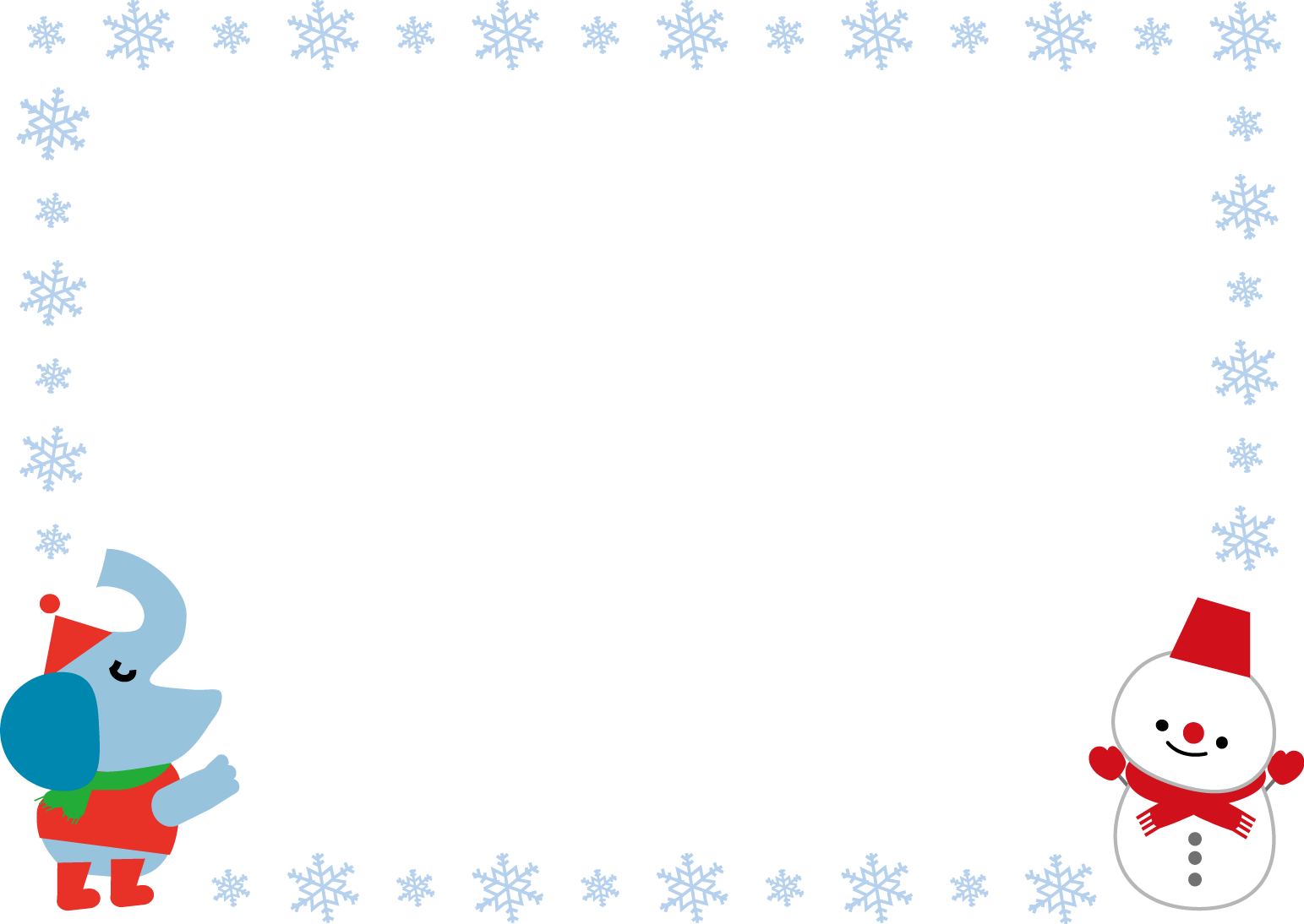 冬 雪の結晶 のシンプル枠イラスト-横 ＜無料＞かわいいフリー素材 イラストK