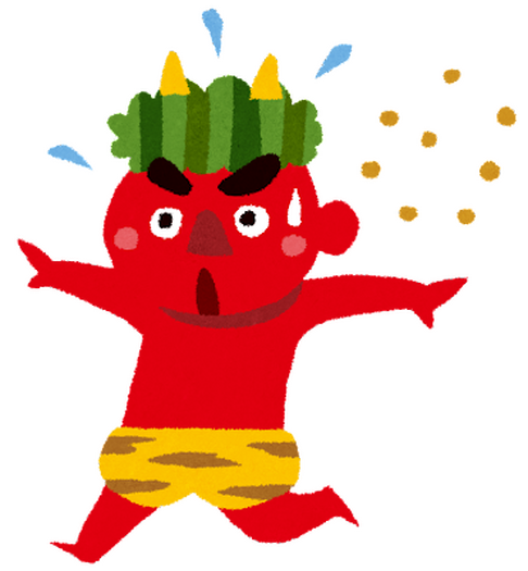 プラムのアトリエ: 2019年 節分の日 ミニオンズ ミニオン・スチュアート 緑鬼Ver.＋豆まき ミニキャラ ちびキャラ イラスト