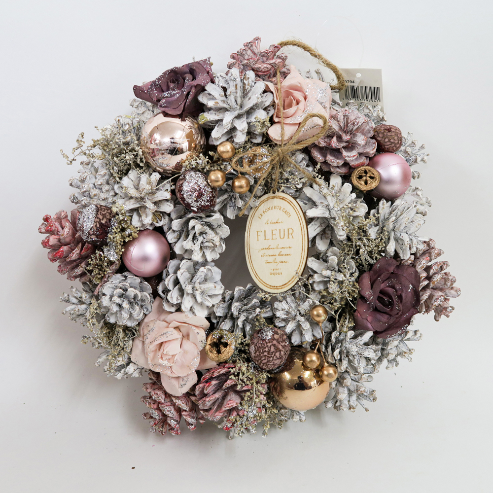 クリスマスリース ピンクのポインセチア