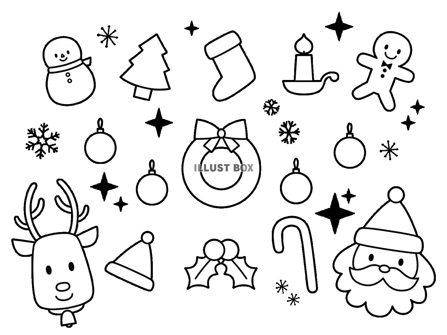 手描き風雪だるま クリスマス 白黒イラスト 無料フリー素材