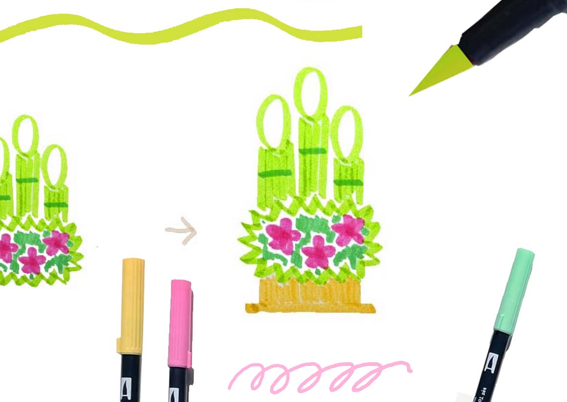 正月用イラストを書いてみようドラッグストアてんとうむし