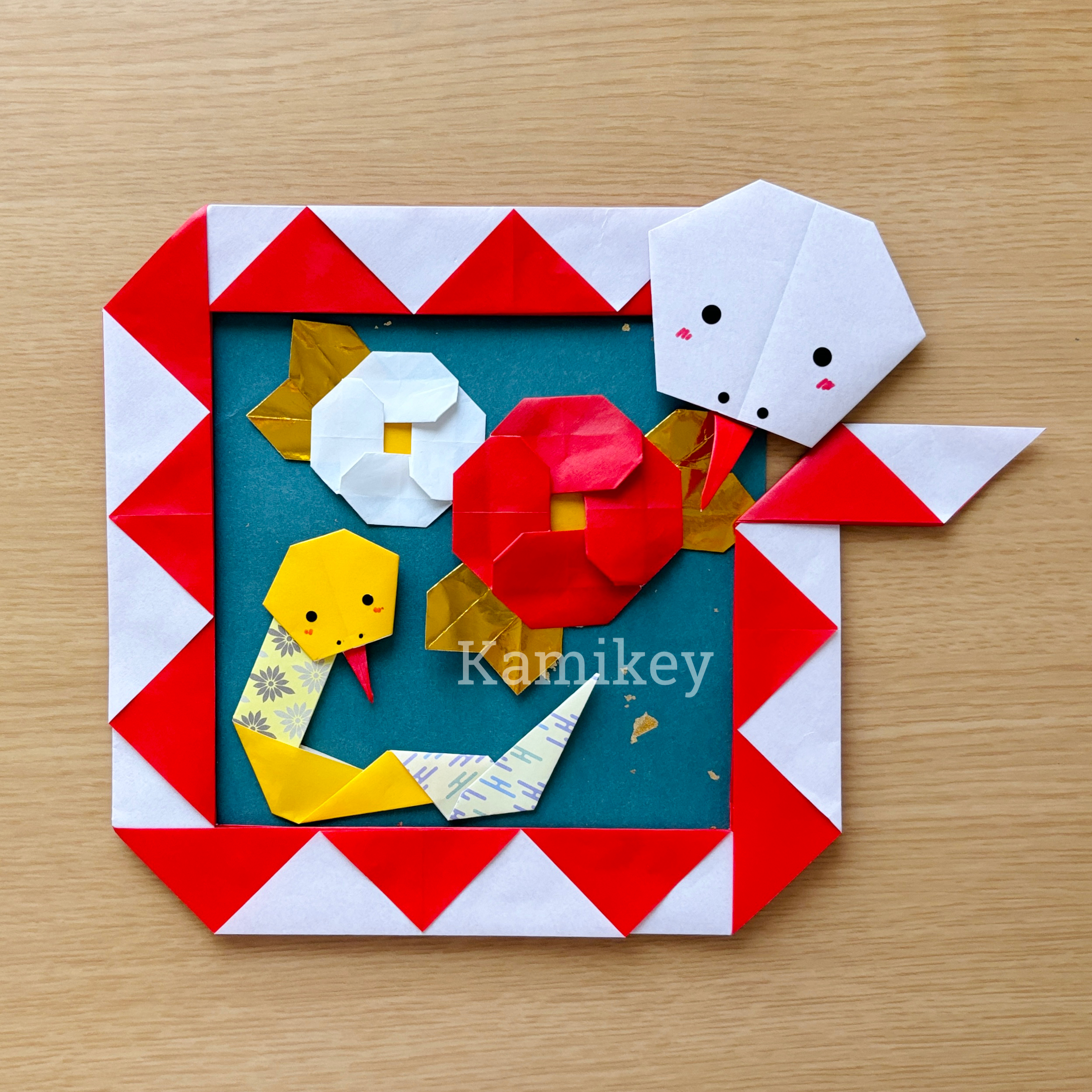 折り紙 しめ縄のリース 簡単な折り方 3 Origami decoration on New Year's day wreathtutorial niceno1