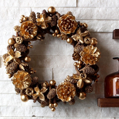 ナチュラルなクリスマスリース松ぼっくり りんご ベル チェック リボン フラワーアレンジ インテリア アートフラワー MAPLEFLOWER＆COFFEE 通販 16894819Creema クリーマ