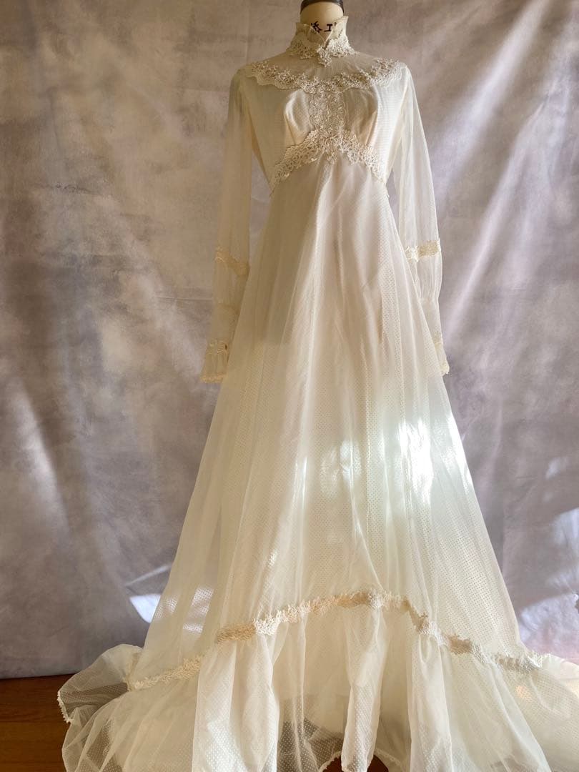 ボホレースロングベルスリーブVネックマーメイドスイープレースウェディングドレス - Princessly