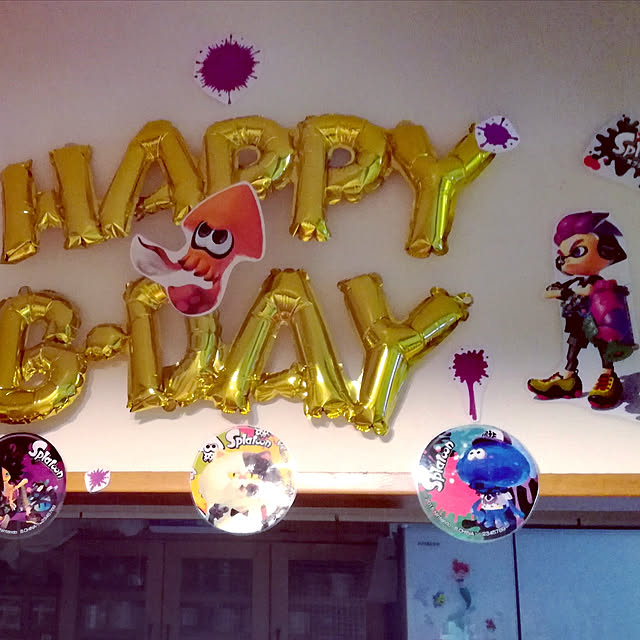 ❁息子７歳のお誕生日♡100均でスプラトゥーン風の飾り付け❁*.兄妹２人育児♡aya's happy blog.*