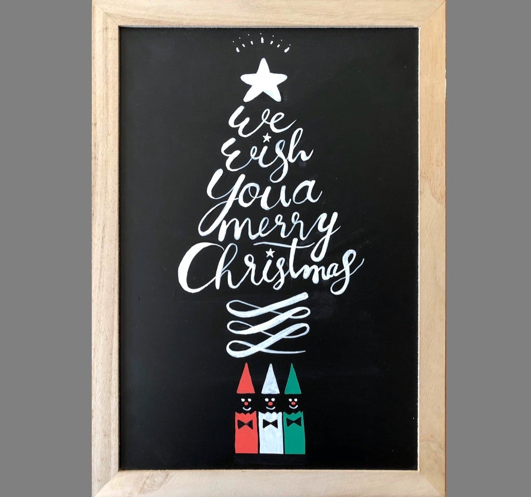 チョークアートでクリスマスツリーの描き方！写真付きで解説satochalkart-チョークアートや黒板にオシャレに手書き イラストやカフェのメニューの書き方