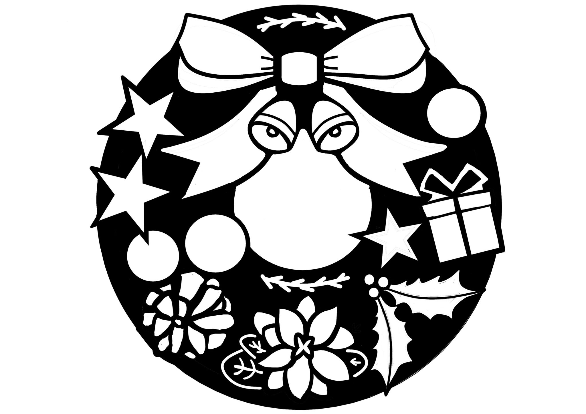 クリスマスのツリーと子グマ 文字入り