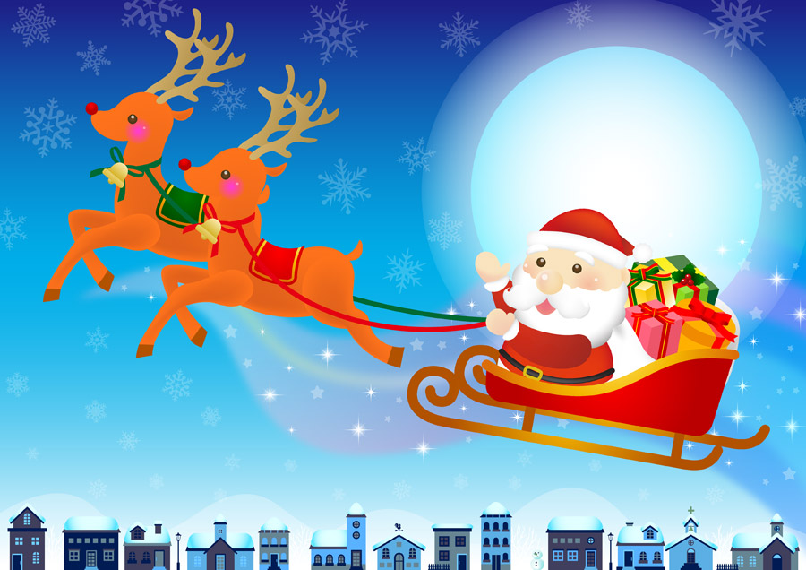 サンタさんとトナカイのメリークリスマスイラスト - No: 24938070無料イラスト・フリー素材なら「イラストAC」